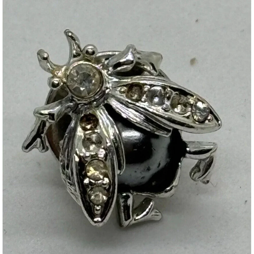 Vintage Insect Pin Rhinestone Wings Tiny Figural Brooch Stocking Stuffer